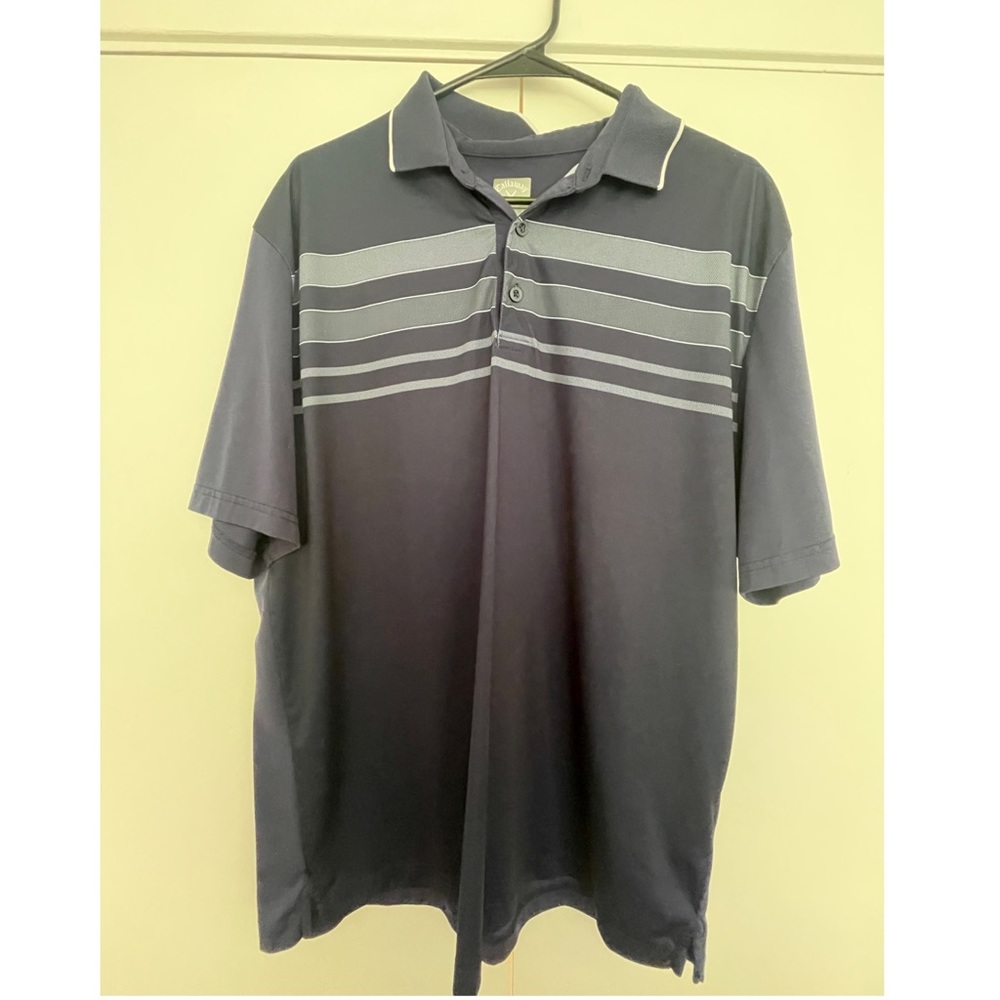 Callaway Men’s Navy Polo with Light Gray Stripes